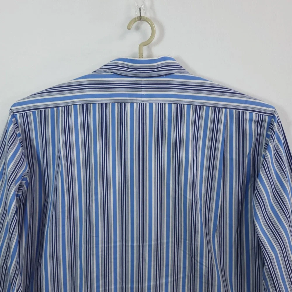 Polo Ralph Lauren Button Down Shirt Mens XXL Blue Striped Stanton Classic Fit